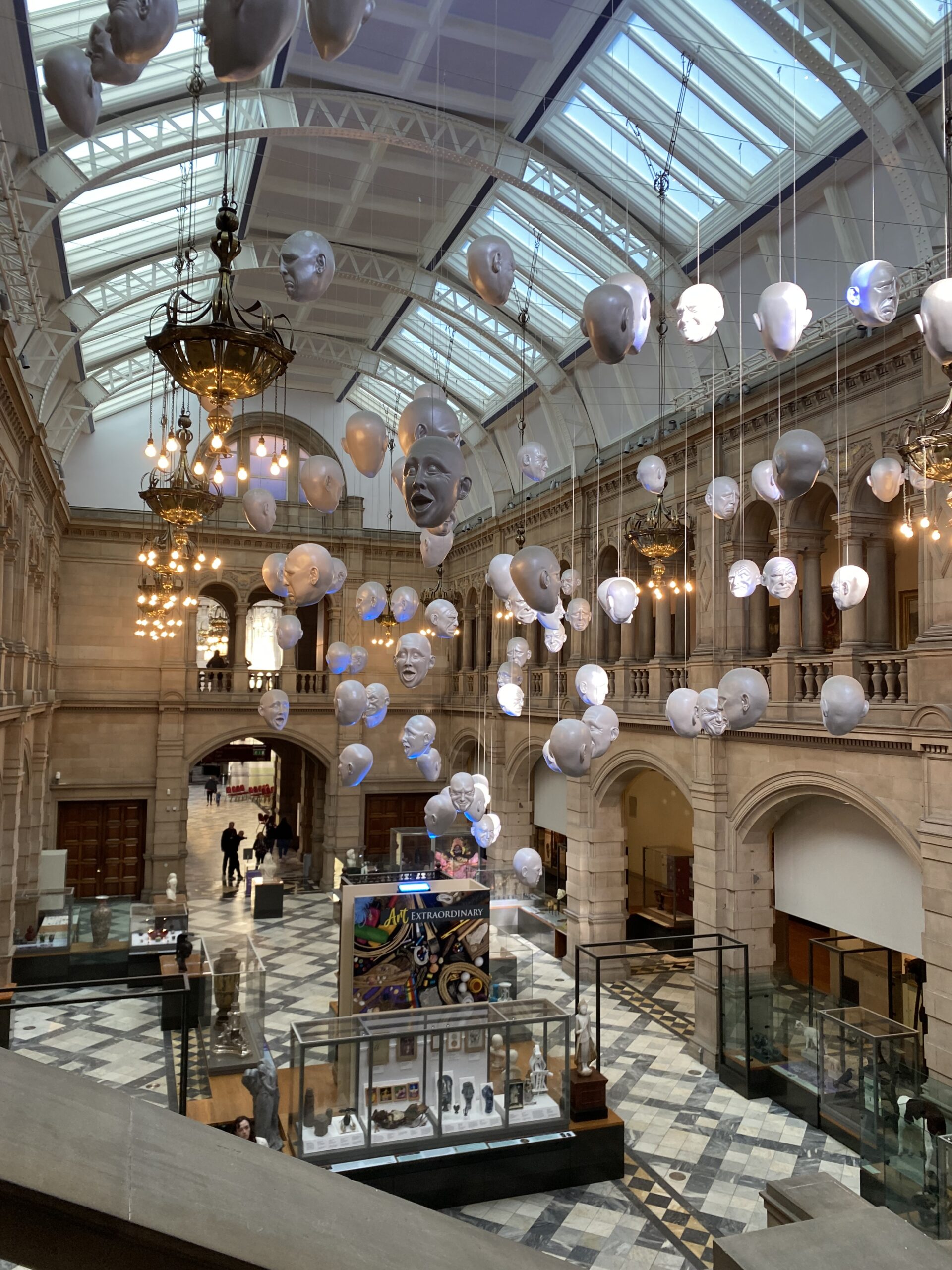 Floating Heads exhibit at Kelvingrove Art Museum