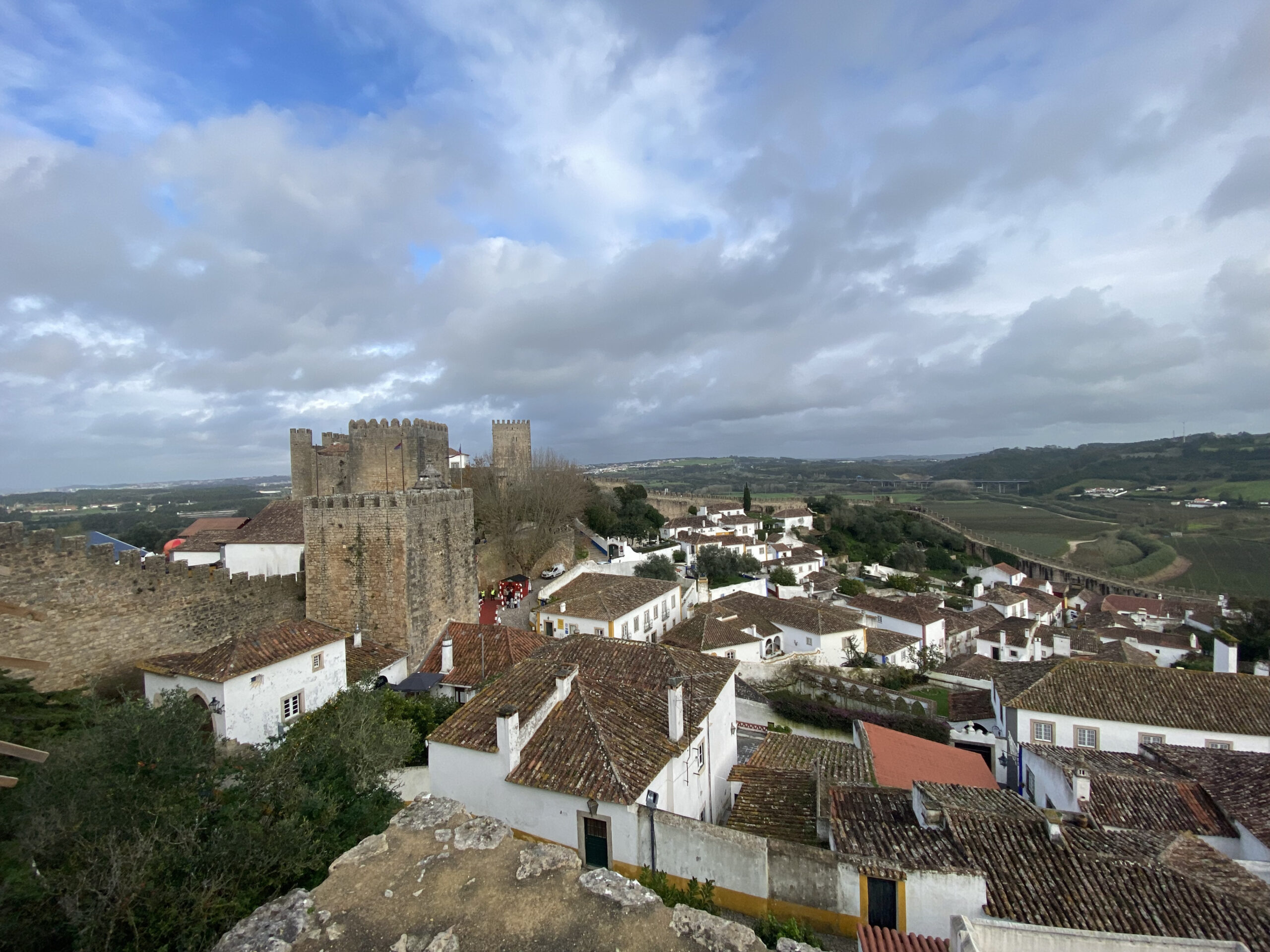 Old Obidos town from the top of the Moorish walls